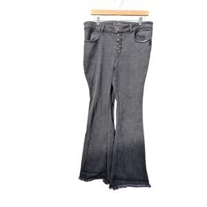 High Rise Button Fly Flare Leg Boho Western Black Plus Size Jeans 14W Grunge